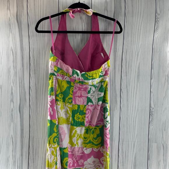 LILLY PULITZER White Multicolor Summer Patchwork Halter Dress Size 2 Sirens - Picture 6 of 10